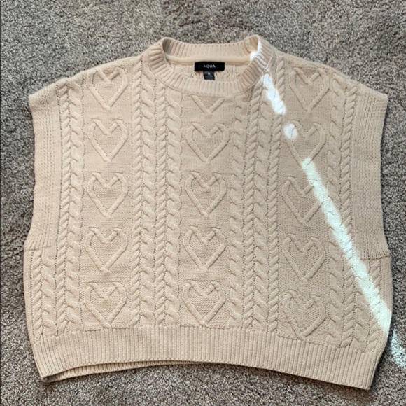 Aqua Women's Cream Cable Knit Sweater Vest - Picture 1 of 8
